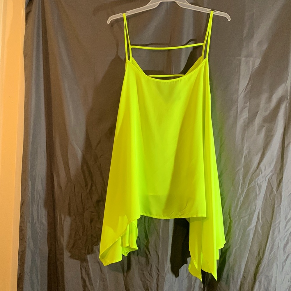 New Look Neon Green Spaghetti Strap Cut-out Back Blouse
